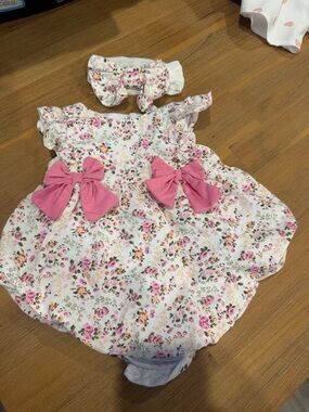 Baby Essentials Floral Ruffle Bottoms in White, Pink, Green